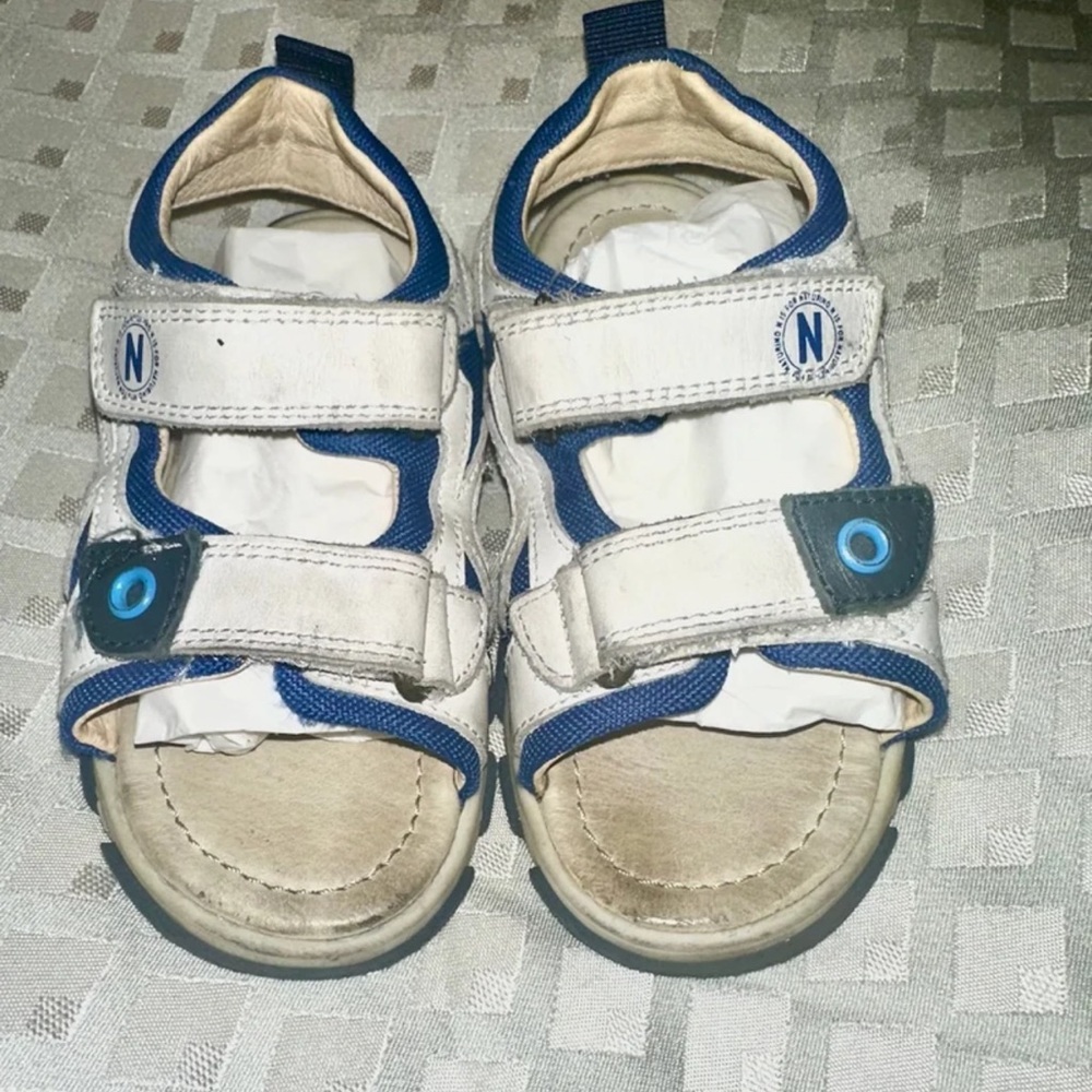 Naturino Kids White and Blue leather Sandals